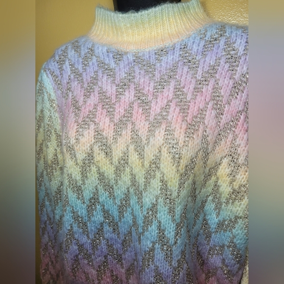 Strut and Bolt Rainbow Wool Blend Balloon Sleeve Sweater sz L - Picture 10 of 10